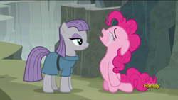 Size: 1920x1080 | Tagged: safe, screencap, maud pie, pinkie pie, earth pony, pony, rock solid friendship, crying, discovery family logo, female, floppy ears, ghastly gorge, on hind knees, sisters