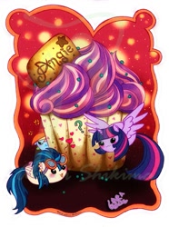 Size: 893x1200 | Tagged: safe, artist:akemishikima, derpibooru import, indigo zap, rainbow dash, twilight sparkle, twilight sparkle (alicorn), alicorn, pegasus, pony, angry, blushing, cupcake, cute, food, goggles, smiling