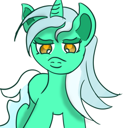 Size: 2396x2500 | Tagged: safe, lyra heartstrings, pony, unicorn, bedroom eyes, colored, female, green coat, horn, mare, two toned mane