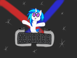 Size: 800x600 | Tagged: safe, artist:masterdashie, dj pon-3, vinyl scratch, pony, unicorn, night, party, solo