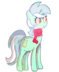 Size: 597x720 | Tagged: safe, artist:norithecat, lyra heartstrings, pony, unicorn, clothes, scarf, simple background, smiling, solo, transparent background