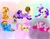 Size: 1080x848 | Tagged: safe, artist:bellas.den, derpibooru import, angel bunny, applejack, fluttershy, gummy, opalescence, owlowiscious, pinkie pie, rainbow dash, rarity, tank, twilight sparkle, unicorn twilight, winona, alligator, bird, cat, earth pony, owl, pegasus, pony, rabbit, tortoise, unicorn, animal, female, hat, male, mane six, mare, on back, one eye closed, sitting, smiling, wink