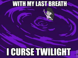 Size: 792x594 | Tagged: safe, edit, octavia melody, equestria girls, rainbow rocks, crossover, fountain of aging, futurama, image macro, meme, octavia's curse, solo, teenage mutant leela's hurdles, with my last breath i curse zoidberg