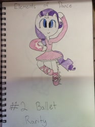 Size: 1936x2592 | Tagged: safe, artist:loveanimals194, rarity, anthro, unicorn, alternate universe, ballerina, ballet, ballet slippers, clothes, humanoid, looking at you, raririna, solo, traditional art, tutu