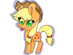 Size: 1024x768 | Tagged: safe, artist:ashes2351, applejack, earth pony, pony, chibi, silly, silly pony, solo, tongue out, watermark, who's a silly pony