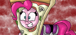 Size: 1006x467 | Tagged: safe, artist:mojo1985, pinkie pie, pony, rock solid friendship, food, pizza, pizza head, scene interpretation, solo