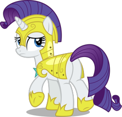 Size: 8000x7693 | Tagged: safe, artist:chrzanek97, rarity, pony, unicorn, sparkle's seven, .svg available, absurd resolution, armor, butt, female, looking back, mare, plot, raised hoof, royal guard rarity, simple background, solo, transparent background, vector