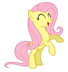 Size: 4000x4238 | Tagged: safe, artist:dribmeg, fluttershy, pegasus, pony, absurd resolution, cute, eyes closed, female, happy, mare, open mouth, rearing, shyabetes, simple background, smiling, solo, transparent background, vector
