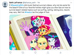 Size: 600x444 | Tagged: safe, derpibooru import, applejack, fluttershy, pinkie pie, rainbow dash, rarity, sci-twi, sunset shimmer, twilight sparkle, better together, equestria girls, forgotten friendship, humane five, humane seven, humane six, meta, twitter