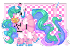 Size: 6000x4000 | Tagged: safe, artist:bunxl, princess celestia, alicorn, pony, cute, cutelestia, female, food, mare, milkshake, mouth hold, pancakes, skates, solo, waitress