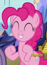 Size: 346x481 | Tagged: safe, screencap, maud pie, pinkie pie, earth pony, pony, rock solid friendship, animated, clapping, cropped, cute, diapinkes, discovery family logo, gif, solo focus, twilight's castle
