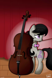 Size: 1000x1496 | Tagged: safe, artist:emerlees, octavia melody, earth pony, pony, cello, mouth hold, musical instrument, solo