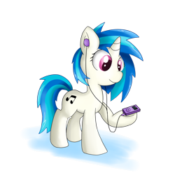 Size: 1800x1800 | Tagged: safe, artist:041744, dj pon-3, vinyl scratch, pony, unicorn, earbuds, mp3 player, solo