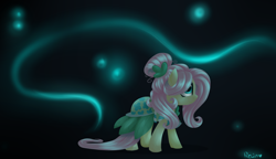 Size: 1780x1024 | Tagged: safe, artist:nika-rain, fluttershy, pegasus, pony, abstract background, clothes, dress, female, mare, solo, walking