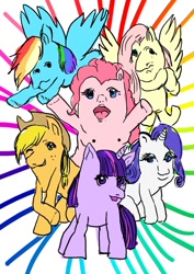 Size: 600x848 | Tagged: safe, artist:ahiru_7, derpibooru import, applejack, fluttershy, pinkie pie, rainbow dash, rarity, twilight sparkle, earth pony, pegasus, pony, unicorn, absurd, digital art, funny, funny face, humor, mane six, nipples, nudity, ugly