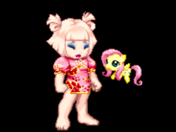 Size: 1024x768 | Tagged: safe, butterscotch, fluttershy, human, cheongsam, clothes, crossdressing, eyeshadow, gaia online, humanized, lipstick, makeup, obligatory pony, rule 63