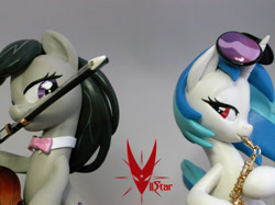 Size: 1067x800 | Tagged: safe, artist:viistar, dj pon-3, octavia melody, vinyl scratch, earth pony, pony, action pose, bedroom eyes, irl, musical instrument, photo, sculpture