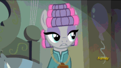 Size: 1920x1080 | Tagged: safe, screencap, maud pie, pinkie pie, pony, rock solid friendship, animated, clothes, discovery family logo, footed sleeper, gif, hair curlers, out of context, pajamas