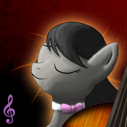 Size: 2000x2000 | Tagged: safe, octavia melody, earth pony, pony, cello, eyes closed, female, mare, music notes, musical instrument, smiling, solo