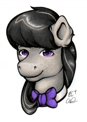 Size: 1024x1437 | Tagged: safe, artist:toastylynx, octavia melody, earth pony, pony, black mane, female, gray coat, mare, solo, traditional art