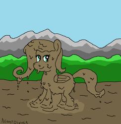 Size: 997x1022 | Tagged: safe, artist:amateur-draw, fluttershy, pegasus, pony, downvote bait, ms paint, mud, muddy, wet and messy