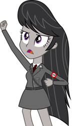 Size: 598x1024 | Tagged: safe, artist:nuke928, edit, octavia melody, equestria girls, armband, charlie chaplin, clothes, misleading thumbnail, not nazi, simple background, solo, the great dictator, transparent background, uniform, vector