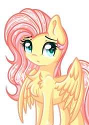 Size: 685x961 | Tagged: safe, artist:sketchyhowl, fluttershy, pegasus, pony, chest fluff, cute, female, frown, heart eyes, looking at you, mare, shyabetes, signature, simple background, solo, spread wings, transparent background, wingding eyes, wings