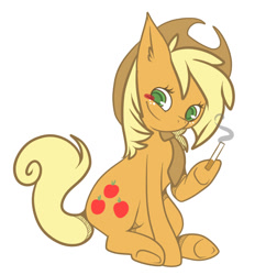 Size: 737x761 | Tagged: safe, artist:cappydarn, applejack, earth pony, pony, cigarette, looking at you, necktie, simple background, smoking, solo, white background
