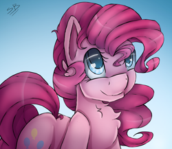 Size: 2070x1797 | Tagged: safe, artist:starsketchmeh, pinkie pie, pony, colored pupils, looking up, smiling, solo