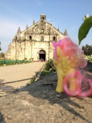 Size: 1024x1365 | Tagged: safe, artist:don2602, fluttershy, pony, church, irl, paoay church, philippines, photo, ponies around the world, ponies in real life, toy