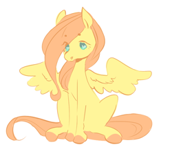 Size: 650x588 | Tagged: safe, artist:buljong, fluttershy, pegasus, pony, cute, simple background, sitting, solo, white background