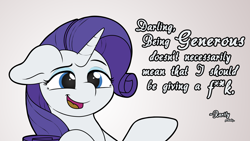 Size: 3880x2182 | Tagged: safe, artist:ljdamz1119, rarity, pony, unicorn, censored vulgarity, darling, female, mare, smiling, solo, vulgar