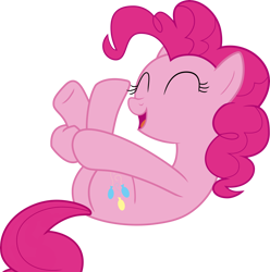 Size: 5888x5925 | Tagged: safe, artist:shutterflyeqd, pinkie pie, earth pony, pony, rock solid friendship, absurd resolution, cute, diapinkes, female, legs in air, mare, open mouth, plot, simple background, smiling, solo, transparent background, vector