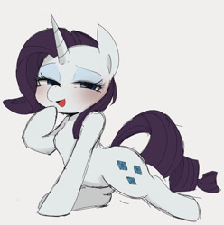 Size: 889x895 | Tagged: safe, artist:manachaaaaaaaa, rarity, pony, unicorn, bedroom eyes, blushing, cute, female, looking at you, mare, open mouth, pixiv, raribetes, sexy, solo