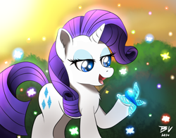 Size: 1880x1472 | Tagged: safe, artist:bluevisionpony, rarity, butterfly, pony, unicorn, bejeweled