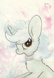 Size: 686x995 | Tagged: safe, artist:slightlyshade, lyra heartstrings, pony, unicorn, female, horn, mare, solo, traditional art