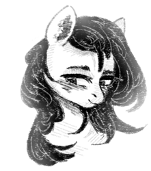 Size: 638x723 | Tagged: safe, artist:kotoink, fluttershy, pegasus, pony, bust, monochrome, portrait, solo