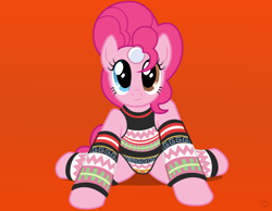 Size: 1800x1400 | Tagged: safe, artist:facelessjr, pinkie pie, earth pony, pony, clothes, cute, david bowie, diapinkes, heterochromia, leotard, looking at you, simple background, smiling, solo