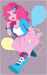 Size: 501x792 | Tagged: safe, artist:blackaries, artist:whiteaier, pinkie pie, human, equestria girls, balloon, clothes, craft, cute, diapinkes, female, no nose, open mouth, papercraft, skirt, solo