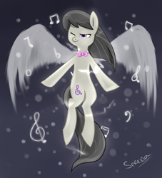 Size: 2000x2200 | Tagged: safe, artist:cupcaken, octavia melody, earth pony, pony, music notes, solo, wings