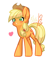 Size: 1200x1450 | Tagged: safe, artist:mistiknco, applejack, earth pony, pony, blushing, heart, simple background, solo, transparent background