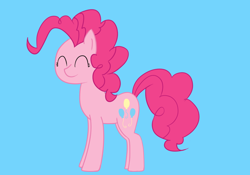 Size: 1000x700 | Tagged: safe, artist:greseres, pinkie pie, pony, blue background, eyes closed, simple background, smiling, solo