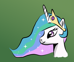 Size: 920x768 | Tagged: safe, artist:platinumdrop, princess celestia, alicorn, pony, female, gradient background, horn, mare, multicolored mane, solo, white coat