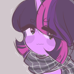 Size: 400x400 | Tagged: safe, artist:sweaterponies, derpibooru import, twilight sparkle, pony, unicorn, female, mare, multicolored mane, purple coat, solo