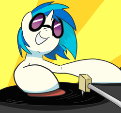 Size: 700x650 | Tagged: safe, artist:spicyhamsandwich, dj pon-3, vinyl scratch, pony, unicorn, solo, turntable