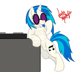 Size: 924x864 | Tagged: safe, artist:ladynanaki, dj pon-3, vinyl scratch, pony, bipedal, solo