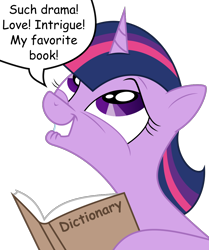 Size: 1000x1196 | Tagged: safe, artist:andypriceart, artist:overlord-derpy, derpibooru import, twilight sparkle, andy price, dictionary, favorite book, lip bite, simple background, solo, transparent background, vector