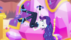 Size: 1920x1080 | Tagged: safe, screencap, rarity, better together, do it for the ponygram!, equestria girls, the other side, bare shoulders, bodysuit, clothes, female, gloves, high heels, phone, rotary phone, shoes, sleeveless, solo, strapless, tangled up, telephone cord, the other side bloopers, tongue out, unitard, wires