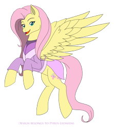 Size: 1803x2027 | Tagged: safe, artist:pyrus-leonidas, fluttershy, pegasus, pony, brawler, female, looking at you, mare, open mouth, outfit, simple background, smiling, solo, transparent background