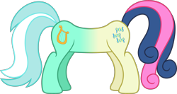 Size: 5109x2710 | Tagged: safe, artist:bluethunder66, bon bon, lyra heartstrings, sweetie drops, do princesses dream of magic sheep, .svg available, buttpony, flank, fusion, lyrabon (fusion), meme, simple background, simpsons did it, tail, the simpsons, transparent background, vector, wat, what has science done